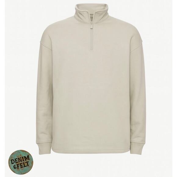 Alo UNISEX Renown Heavyweight 1/4 Zip Pullover Sweatshirt Color: Bone Sz: S - Picture 8 of 16